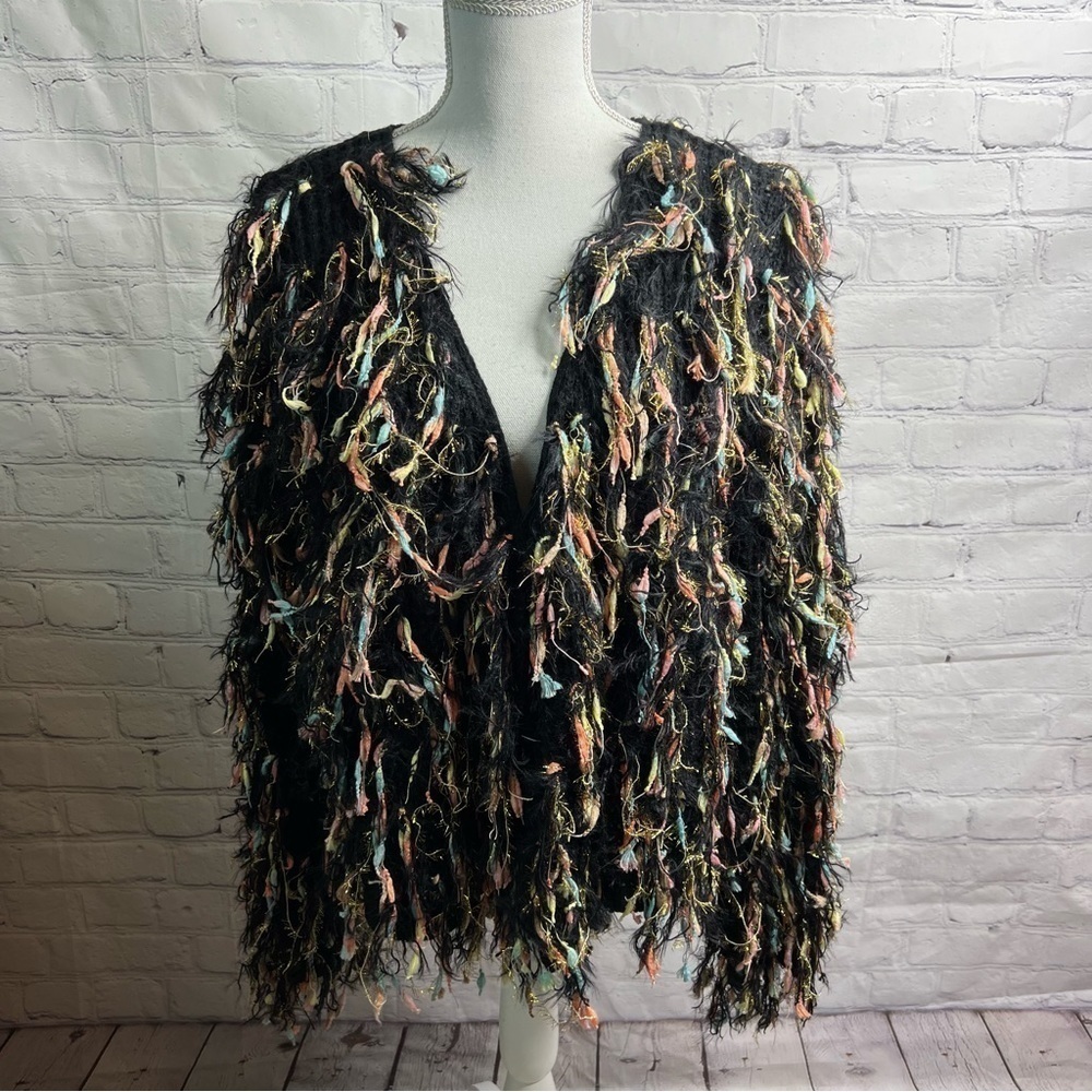 Blue Blush Shaggy Cardigan Sweater Large